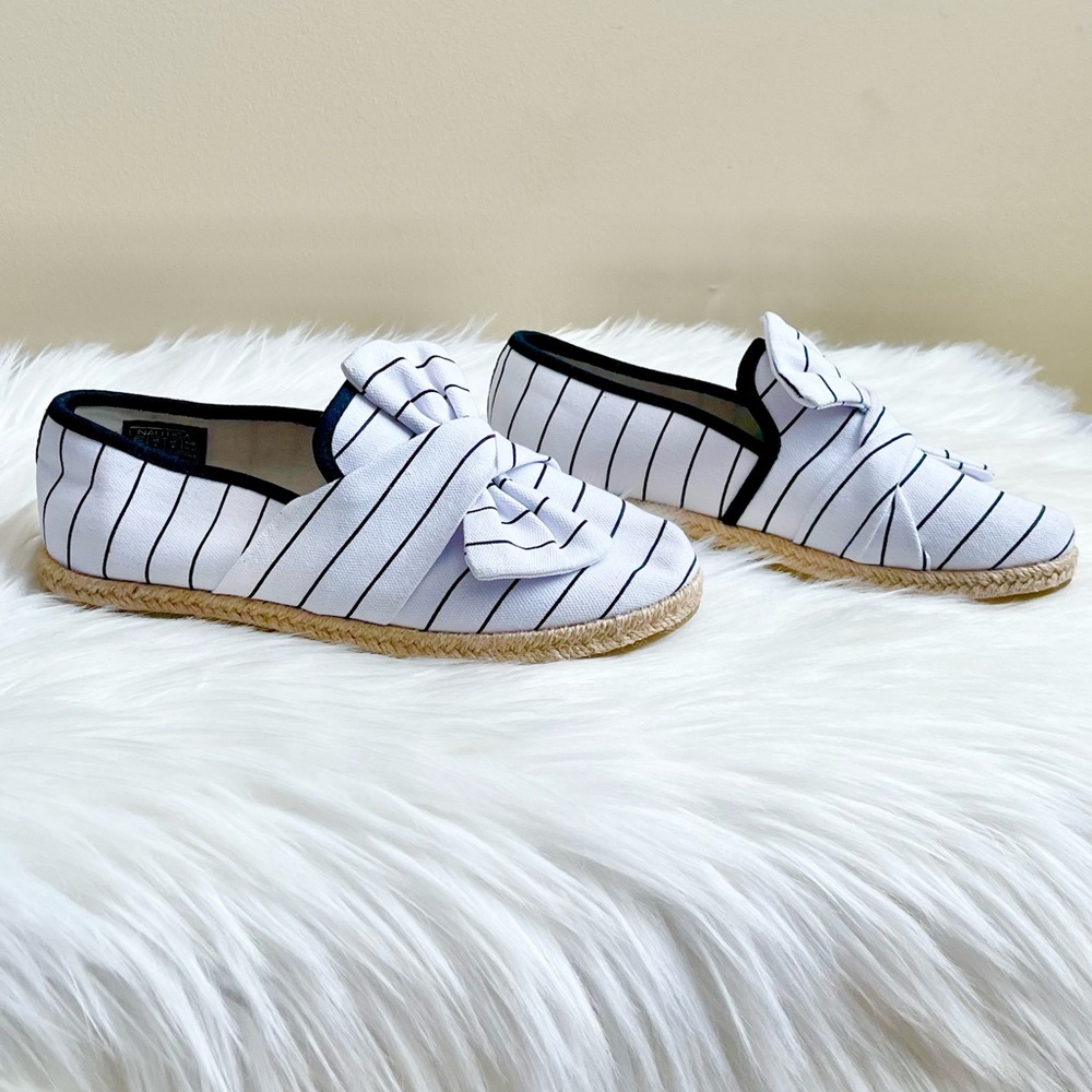 Nautica Blue & White Stripe Bow Espadrille - Picture 6 of 7